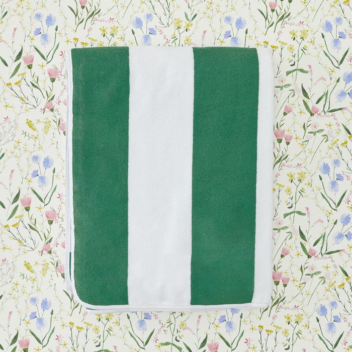 Weezie Beach Towel | Green Cabana Stripe