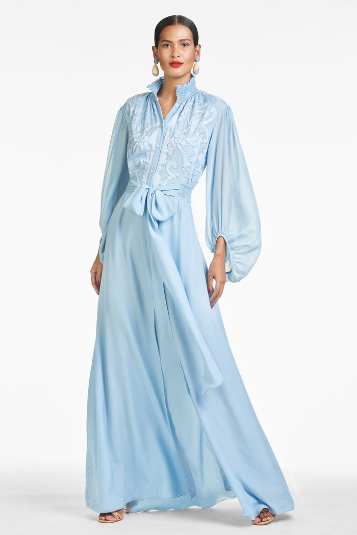 BEATRIX LIGHT BLUE SILK A-LINE GOWN