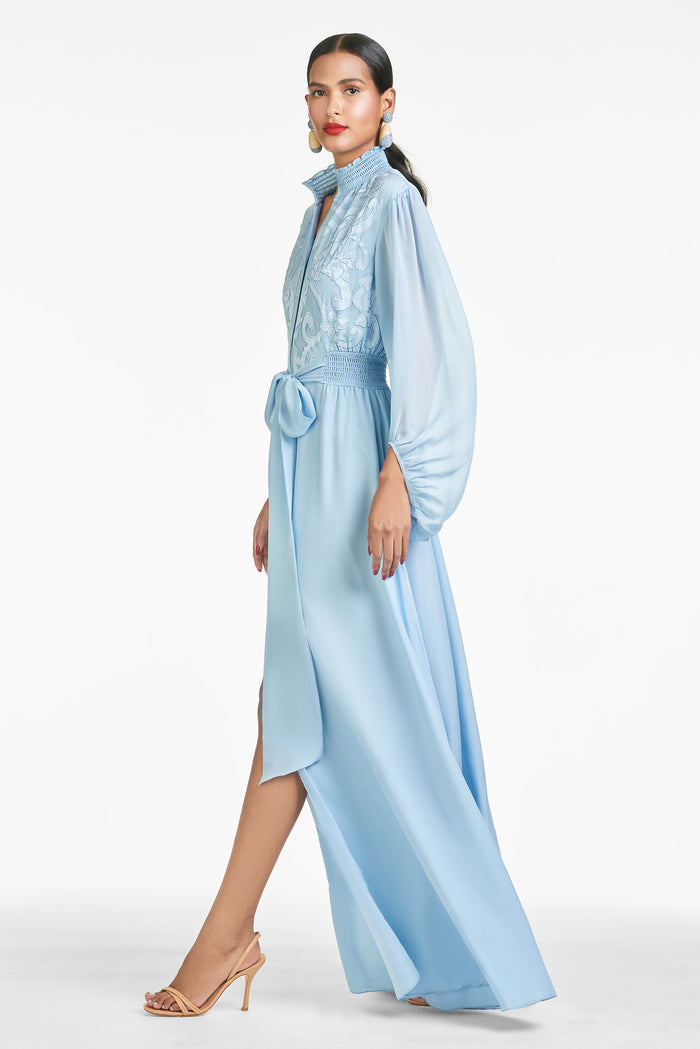 BEATRIX LIGHT BLUE SILK A-LINE GOWN