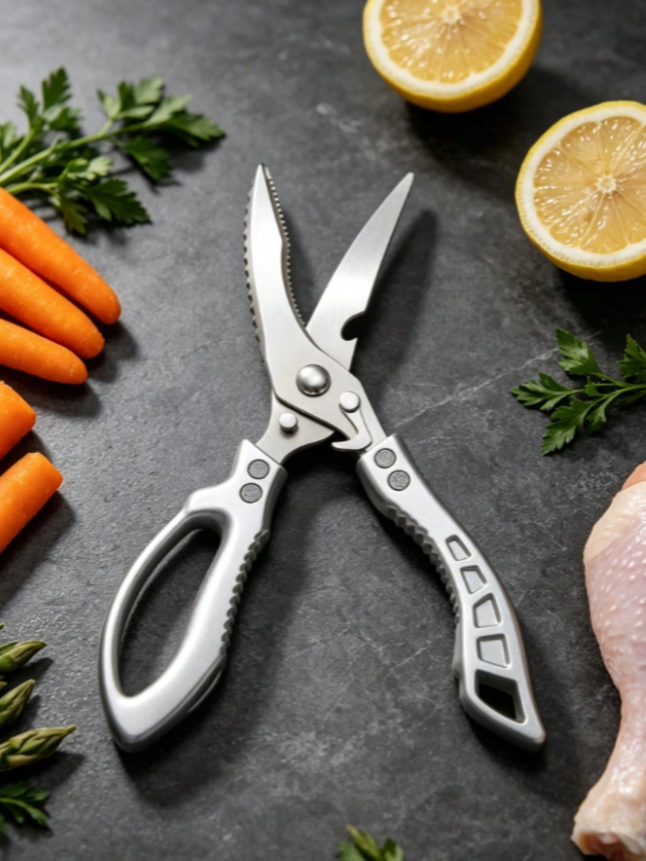 Heavy Duty Stainless Steel Kitchen Scissors, Multi Purpose Sharp Cooking Shears for Poultry, Meat, Fish & Herbs