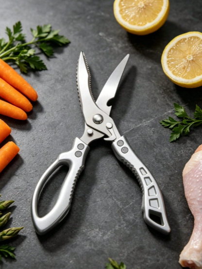 Heavy Duty Stainless Steel Kitchen Scissors, Multi Purpose Sharp Cooking Shears for Poultry, Meat, Fish & Herbs