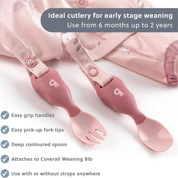Bibado Handi Cutlery Attachable Weaning Cutlery Set 6+ months Pack of 2 - Fawn - ebebek - Black Friday