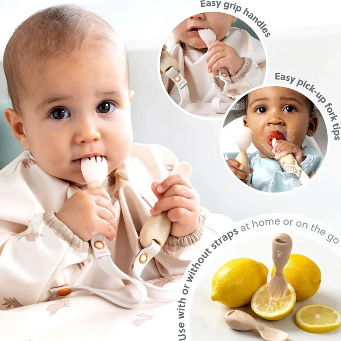 Bibado Handi Cutlery Attachable Weaning Cutlery Set 6+ months Pack of 2 - Fawn - ebebek - Black Friday