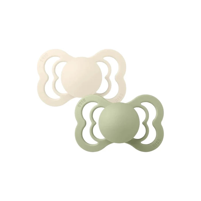 BIBS Supreme Latex Soothers 0 - 6 months Pack of 2 - Ivory & Sage - ebebek - Black Friday