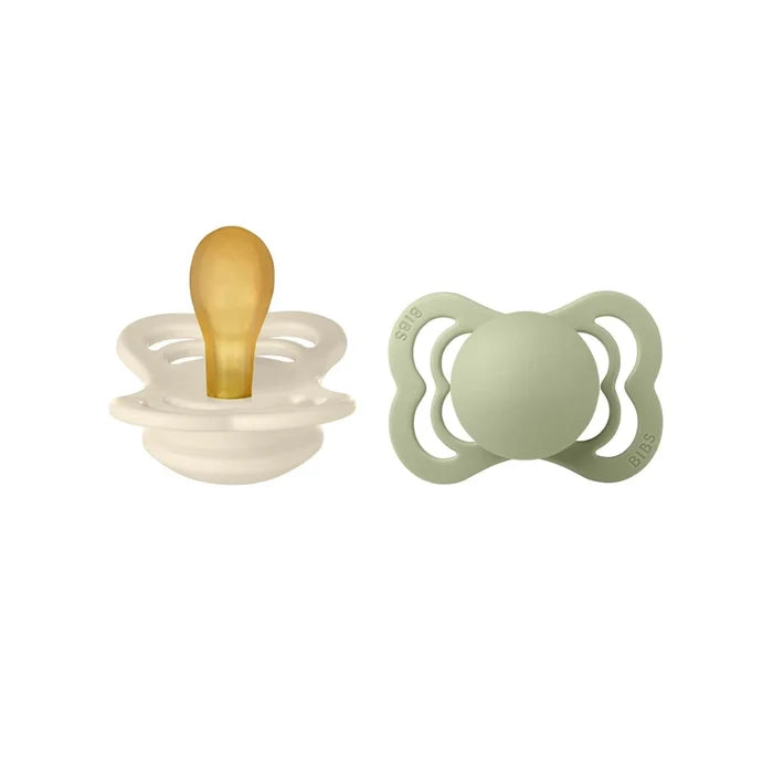 BIBS Supreme Latex Soothers 0 - 6 months Pack of 2 - Ivory & Sage - ebebek - Black Friday