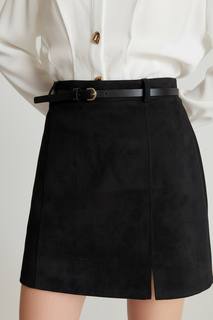 Black Suede Mini Skirt image 2