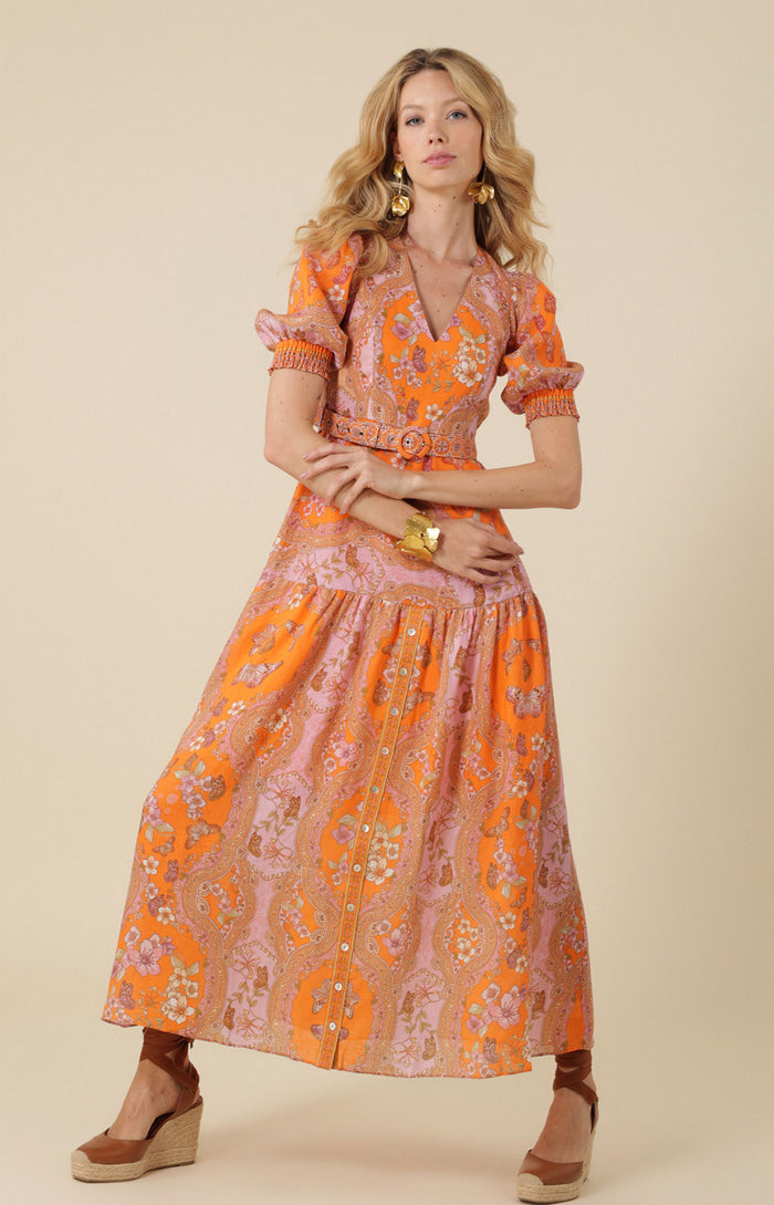 Brooklynn Chiffon Dress, color_orange