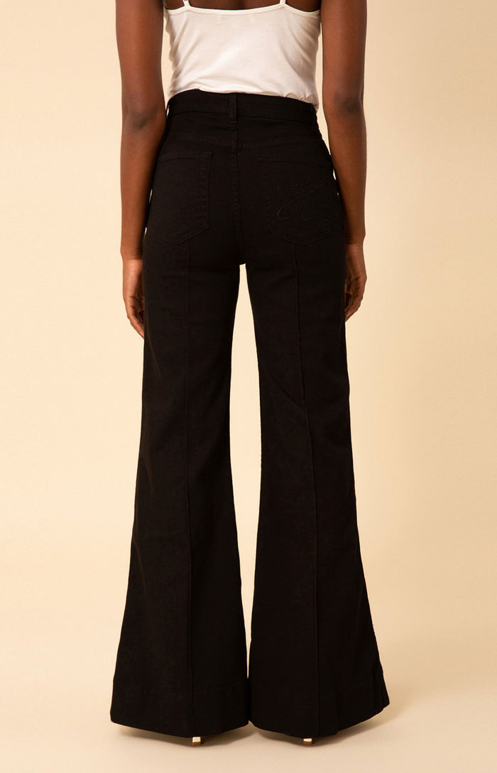 Blake Flare Leg Denim Trouser, color_black