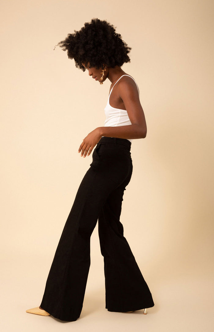 Blake Flare Leg Denim Trouser, color_black