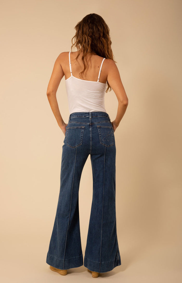 Blake Flare Leg Denim Trouser, color_lightblue
