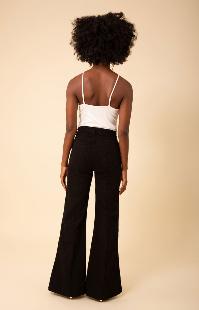 Blake Flare Leg Denim Trouser, color_black
