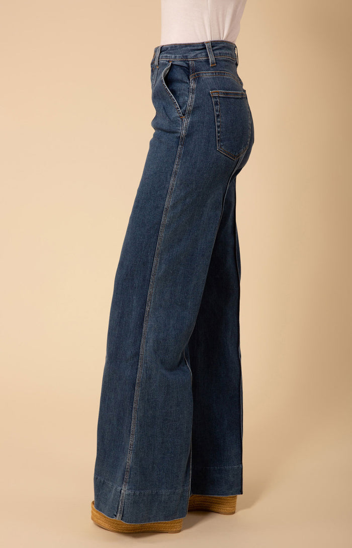 Blake Flare Leg Denim Trouser, color_lightblue