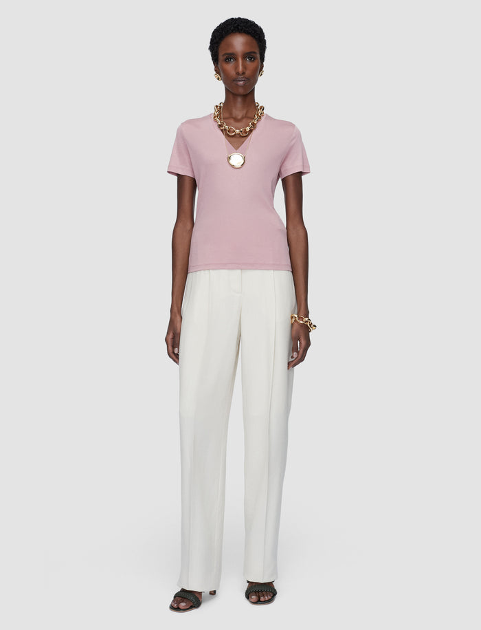 Pink Blanca Jersey Round Neck T-Shirt - Joseph