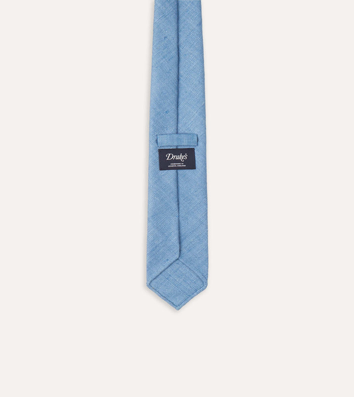 Blue Tussah Hand Rolled Silk Tie