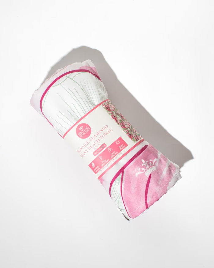 Bonaire Flamingo Giant Beach Towel | Pink/Multi