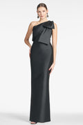 BONNIE BLACK MIKADO ONE SHOULDER COLUMN GOWN