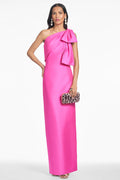 BONNIE FUCHSIA MIKADO ONE SHOULDER COLUMN GOWN