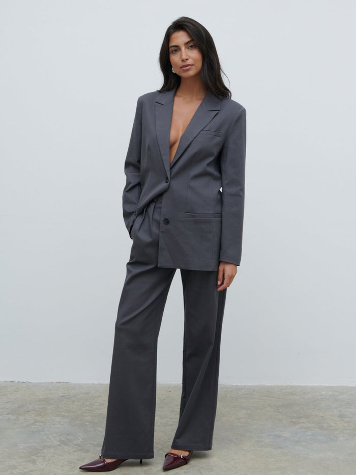 Lygia Is 5'9" & Wears Size UK 8|Brady Front Pleat Trousers - Graphite Grey