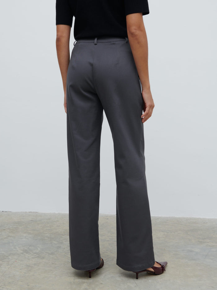 Lygia Is 5'9" & Wears Size UK 8|Brady Front Pleat Trousers - Graphite Grey