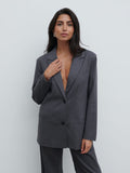Lygia Is 5'9" & Wears Size UK 8|Brady Oversized Boxy Blazer - Graphite Grey