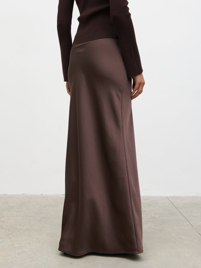 Lana is 5.9.5" & Wears Size UK 8|Breya Maxi Skirt - Chocolate