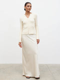 Lana is 5.9.5" & Wears Size UK 8|Breya Maxi Skirt - Oyster