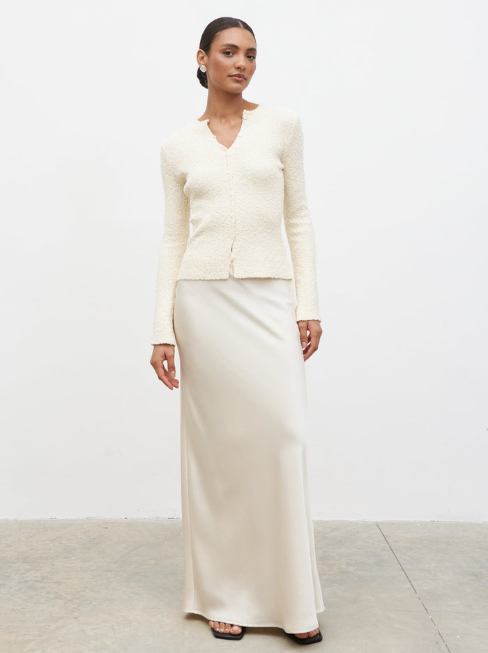 Lana is 5.9.5" & Wears Size UK 8|Breya Maxi Skirt - Oyster