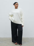 Souki Is 5'8" & Wears Size UK 18|Breya Satin Drawstring Trousers Curve - Black