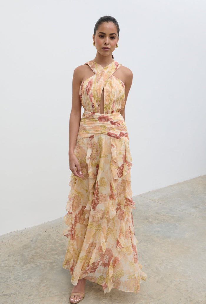 Elissa Is 5'8.5" & Wears Size UK 8|Brielle Maxi Dress - Terracotta Petal