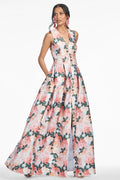 BROOKE GOWN - PEACH PEONIES - FINAL SALE