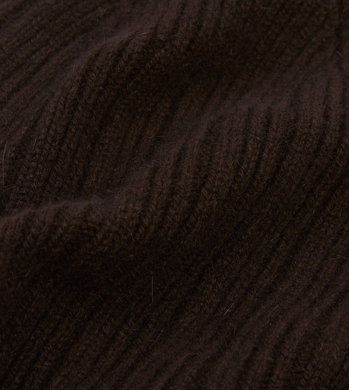 Brown Geelongora Ribbed Knit Cap
