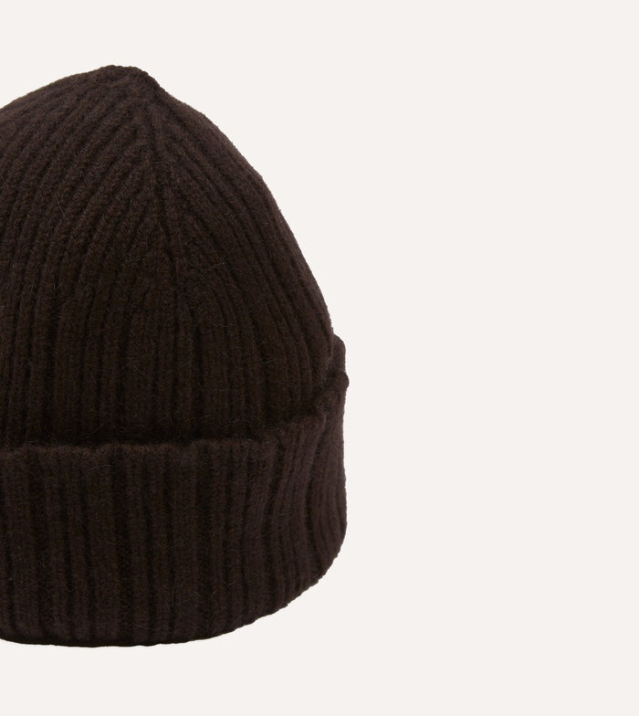 Brown Geelongora Ribbed Knit Cap