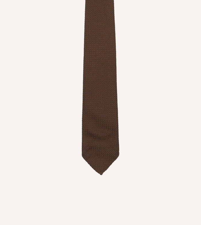 Brown Hand Rolled Large Knot Grenadine Tie