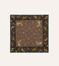 Brown Unicorn Tapestry Print Wool-Silk Bandana