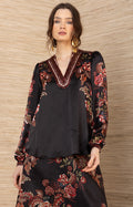 Brylee Silk Top, color-Black