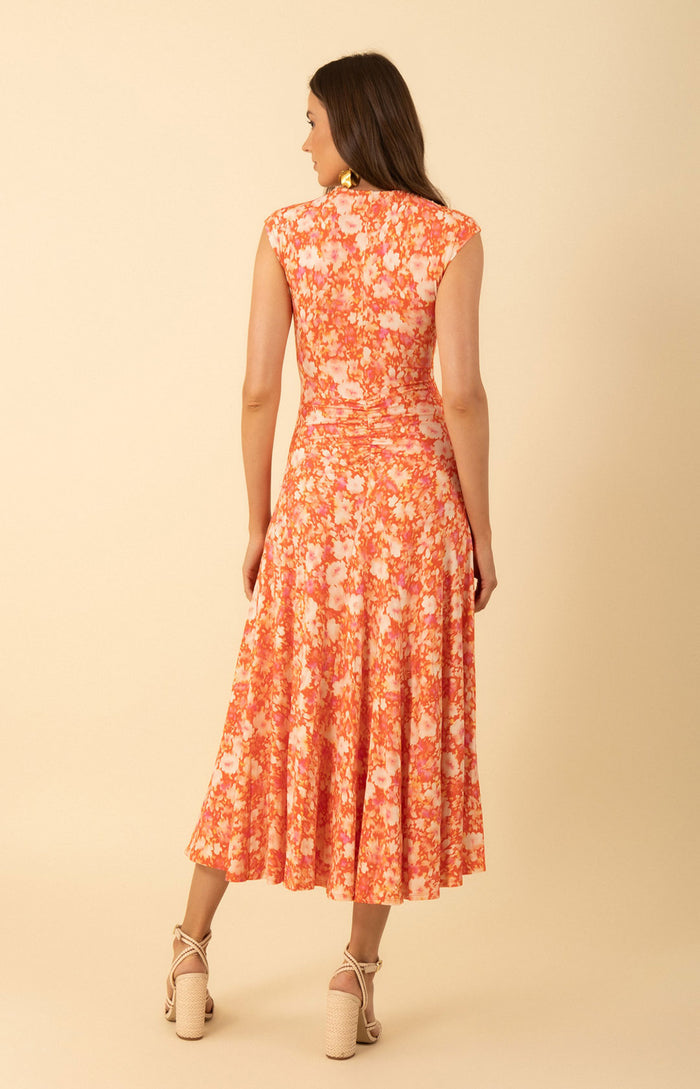 Brynn Shirred Jersey Dress, color_orange