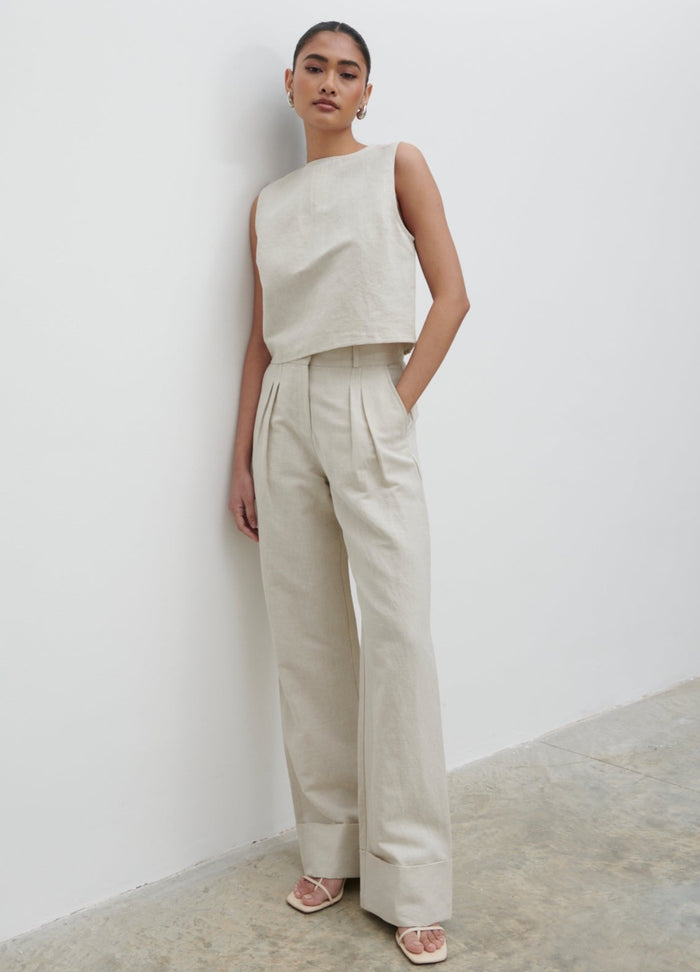 Candy Is 5'6" & Wears Size UK 8|Bryony Linen Trousers - Natural