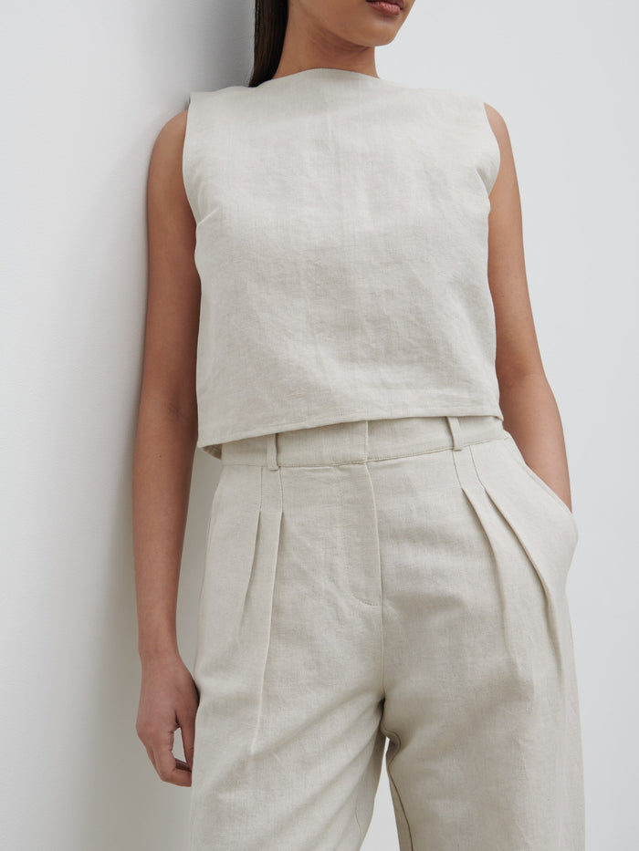 Candy Is 5'6" & Wears Size UK 8|Bryony Linen Trousers - Natural