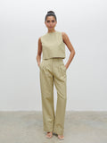 Lygia Is 5'9" & Wears Size UK 8|Bryony Linen Trousers - Olive
