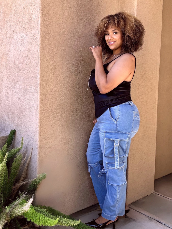 Buckle Up Plus Size Stretch Cargo Jeans image 5