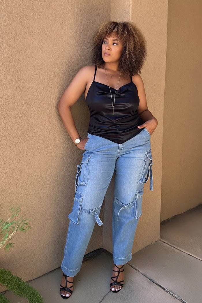 Buckle Up Plus Size Stretch Cargo Jeans image 2