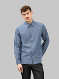 buzz ricksons blue chambray work shirt indigo relaxed styled