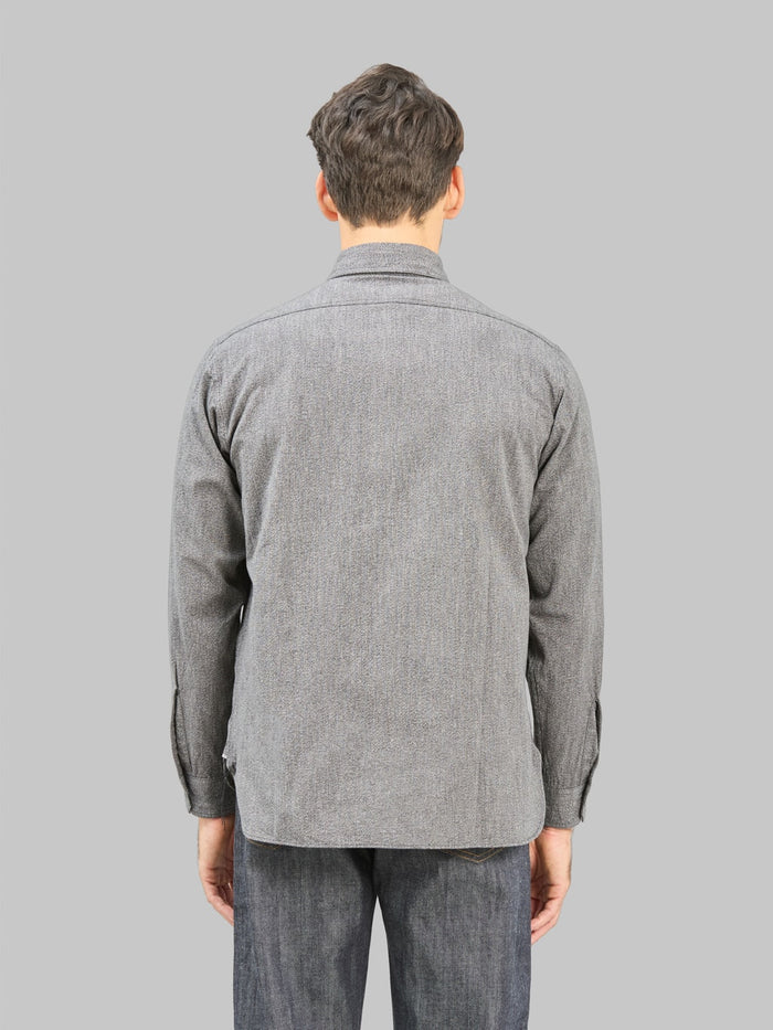 Buzz Ricksons BR26082 Cotton Covert Work Shirt Black back fit