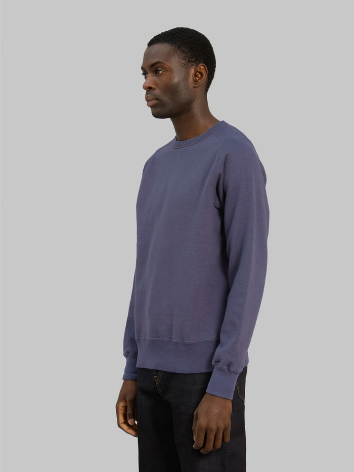 buzz ricksons freedom sleeve 13oz tubular sweatshirt navy side look