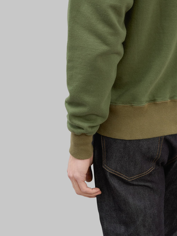 buzz ricksons freedom sleeve 13oz tubular sweatshirt olive cuff