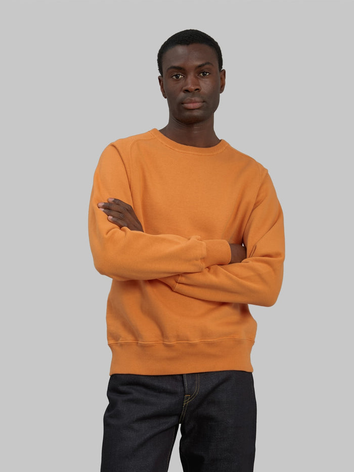 buzz ricksons freedom sleeve 13oz tubular sweatshirt orange 100 cotton