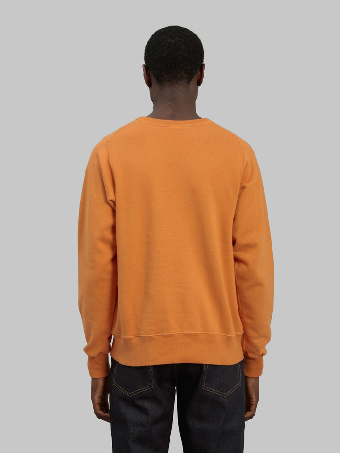 buzz ricksons freedom sleeve 13oz tubular sweatshirt orange back look