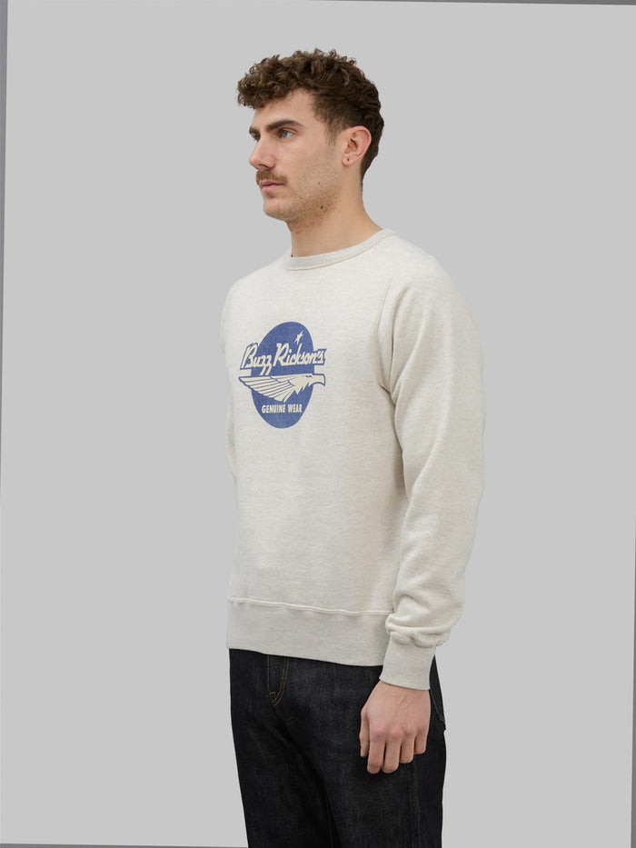 buzz ricksons freedom sleeve sweatshirt logo grey side look