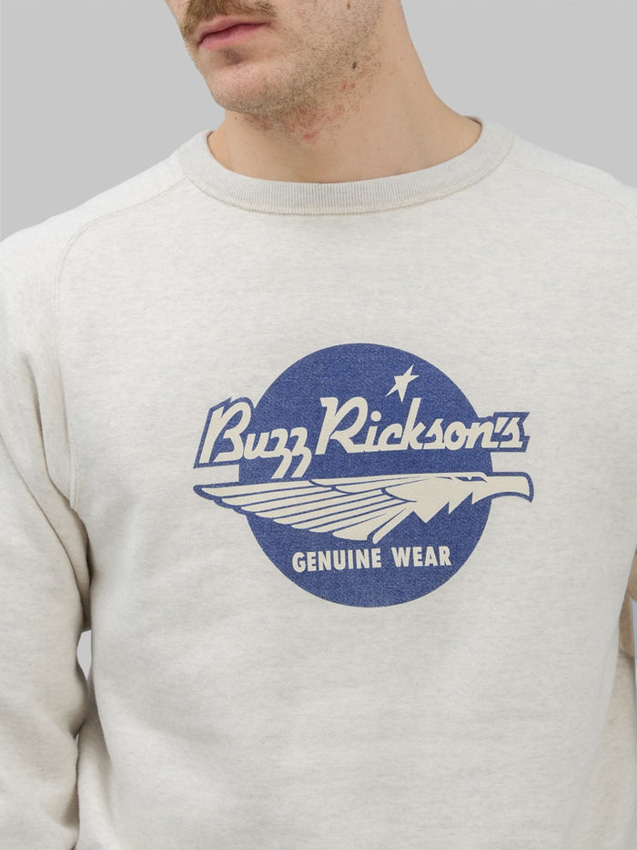 buzz ricksons freedom sleeve sweatshirt logo grey chest