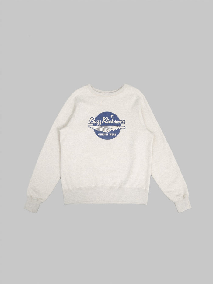 buzz ricksons freedom sleeve sweatshirt logo grey front